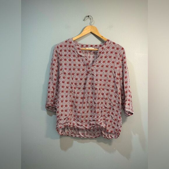 Brick Anne Carson Patterned Blouse Size L EUC - Picture 4 of 6